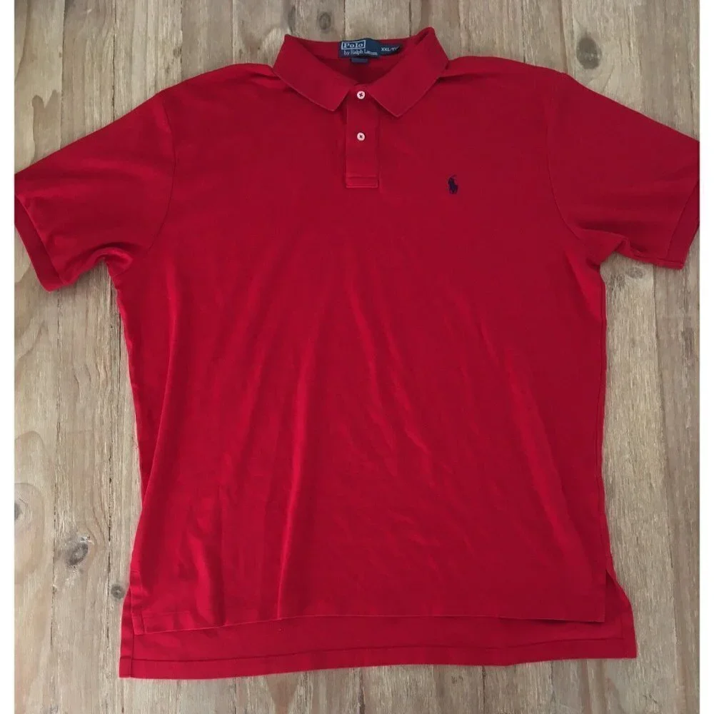 Vintage Polo by Ralph Lauren Red Polo Shirt Short Sleeve Soft Cotton Mens XXL